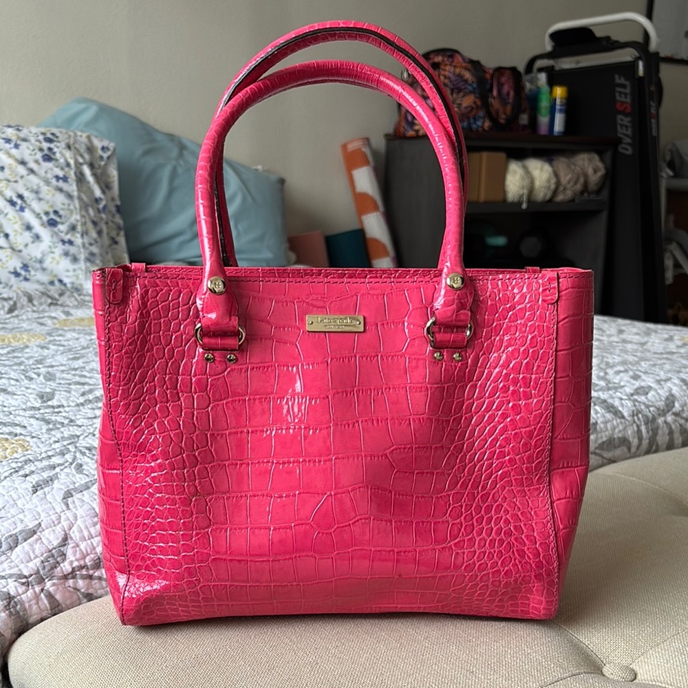 Kate Spade Pink Crocodile-Embossed Tote